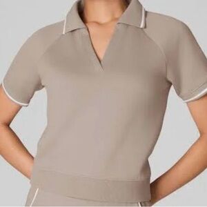SPANX Beige Short Sleeve Polo Top